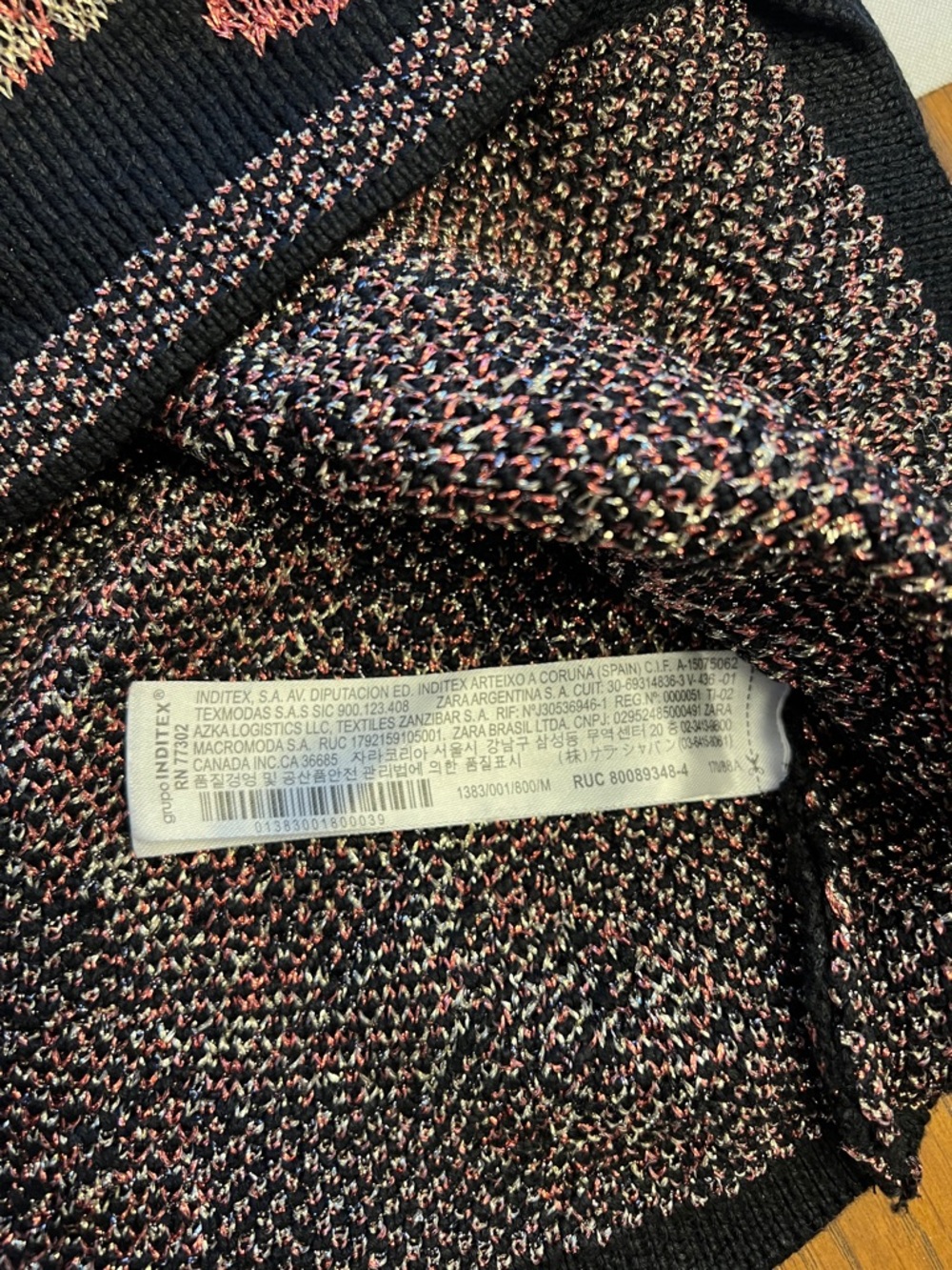 Zara Black Knit Button-Front Floral Vest with Pink and Cream Accents - Picture 7 of 9